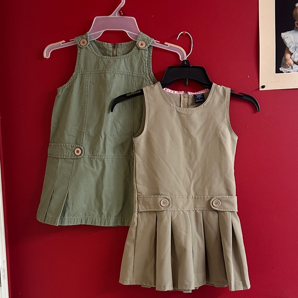 U.S. Polo Assn. and Cherokee brand Girls Olive & Khaki Casual Dresses sz 5t